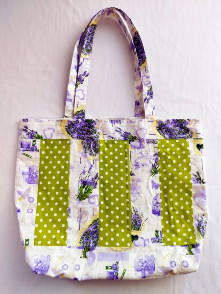 Luxusní bavlněná taška Levandule patchwork.