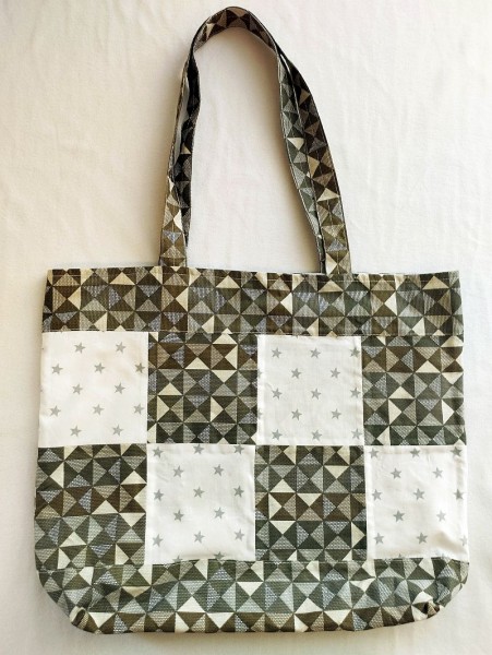 Luxusní bavlněná taška Šedá mozaika patchwork.