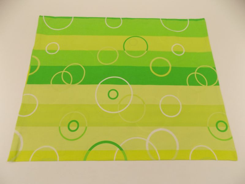 Povlak na polštář 90x70 bavlna Zelené kruhy v pruzích.