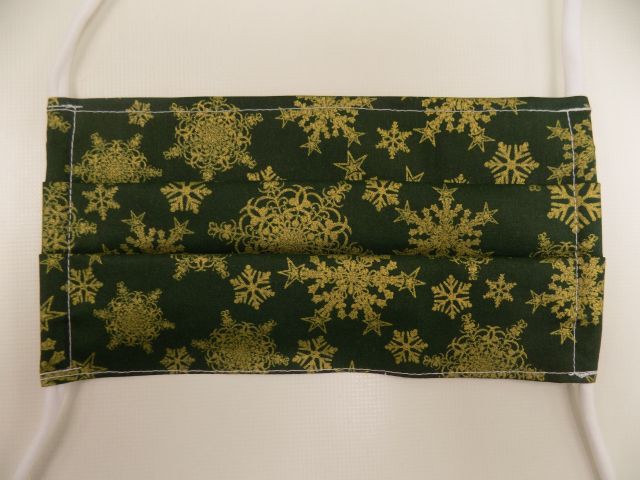 Rouška dvojitá Zlatá vločka zelená,s kapsičkou + filtr, na tkanice.