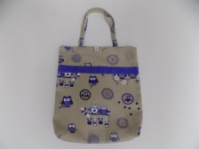 Bavlněná retro taška LS Style Modré sovičky režné-variace.