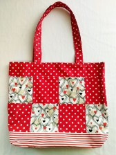 Luxusní bavlněná taška Červená romance patchwork.