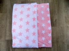 Luxusní dětská fleecová deka oboustraná Růžovobílá hvězda 100x150 cm.