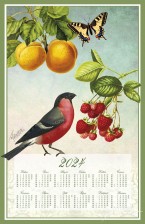 Textilní kalendář 2024 Meruňky a maliny.